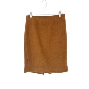 J.Crew Heather Brown Preppy Academia Scholarly Wool Blend‎ Pencil Skirt Size 4